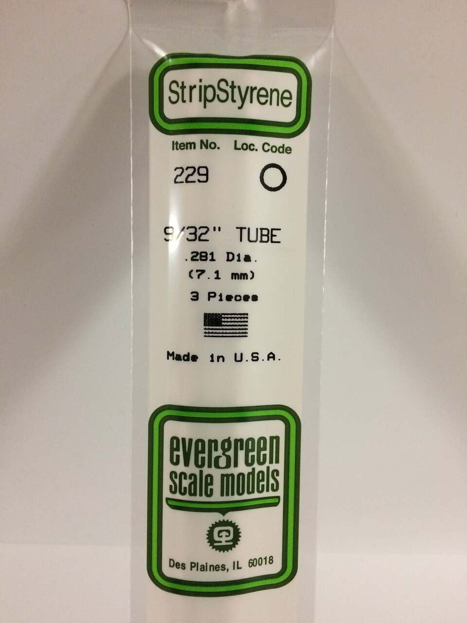 Evergreen Scale Models Round Tubing 9/32 3 229